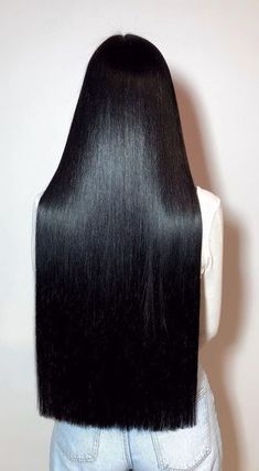 Straight Black Hair Aesthetic, Pitch Black Hair, Hair Salon Pictures, Silky Shiny Hair, Hair Motivation, Black Hair Aesthetic, Hair Projects, Long Shiny Hair, Long Hair Images