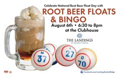 an advertisement for root beer floats and bingo