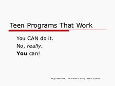 the words teen programs that work are in red and black