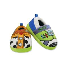 children's toy story slippers with buzz lightyear and woody the bus design