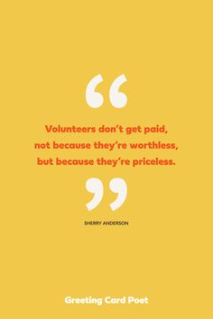 a quote from sidney anderson about volunteers don't get paid, not because they're worthies, but because they're priceless