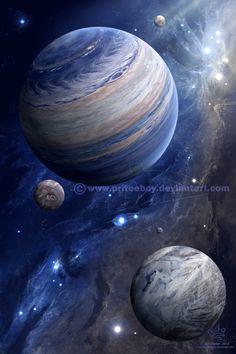 an artist's rendering of the planets in outer space