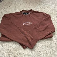 Pacsun M Brown Crewneck Sweater Brown Sporty Sweatshirt For Spring, Sporty Brown Sweatshirt For Spring, Trendy Brown Sweatshirt For Spring, Trendy Brown Spring Sweatshirt, Pacsun Sweaters, Butterfly Crewneck, Brown Crewneck, Flower Sweater, Cropped Crewneck