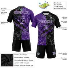 Our customizable design allows you to create a unique jersey that reflects your team's style and spirit. The abstract multicolored pattern adds an edgy touch to your jersey, making your team stand out! Features: 1. Material: Made from 100% polyester wicking knit with 95% polyester / 5% spandex wicking pinhole mesh 2. Jerseys with sublimation printed name and numbers 3. Moisture-wicking fabric has spongy handle, good draping property and elasticity as well as good dimensional stability and wrinkle-resistance 4. Breathable & Quick-Drying 5. Athletic Cut & Exquisite stitching not easy to fall off 6. Slim fit follows your body's shape closely to let you move freely 7. Ventilated mesh panel insertsy 8. Set includes jersey, shorts with drawstring elastic waistband 9. Tagless Collar offers clean Team-colored Fitted Sublimation Design With Custom Print, Sporty Black Printed T-shirt, Sports Short Sleeve Sublimation Printed Shirt, Sports Sublimation Short Sleeve Shirt, Black T-shirt With Team Name For Cheerleading, Short Sleeve Sports Sublimation Design Shirt, Short Sleeve Sports Sublimation Printed Shirt, Black Fitted Short Sleeve Jersey, Custom Printed Fitted Sportswear