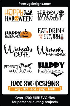 free halloween svt files for silhouettes and crickles, including the words happy