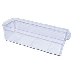 plastic food container with dividers on the side and lid for each compartment, shown in clear