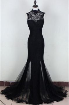 Black Formal Dresses, Evening Gown Black, Long Black Evening Dress, Women Turtleneck, Graduation Party Dresses, Lace Evening Gowns, Gown Black, Black Dress Formal, Black Formal