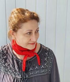 This cotton Sophie scarf in red is both fresh and classic. You will feel fantastically cozy, stylish and beautiful ❤️ This small neck scarf kerchief is soft and warm. Suitable for all seasons, for all life situations, celebration and special events. ✔ Occasion: office, party, travel, dating, going out, street wear, etc. Its minimalist design makes it effortlessly cool and wearable in everyday life. * Dimensions: length ~47" (119cm), width ~3.1" (8cm) * Color: red Attention: the color in the phot Handmade Scarves For Fall Gift, Red Hand Knitted Scarves One Size, Red Hand Knitted Scarf One Size, Handmade Red Scarf As A Gift, Casual Red Scarf As Gift, Handmade Red Scarves As Gift, Handmade Red Scarf For Gift, Red Winter Scarves For Gifts, Red Winter Scarves Perfect For Gifts