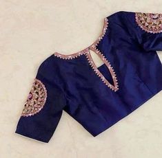 Navy Blue Blouse Designs, Blouse Painting, Blouse Designs Aari Work, 50 Blouse Designs, Blouse Maggam Work, Work Blouse Designs, Blue Blouse Designs, Cutwork Blouse