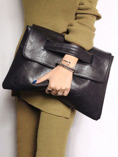 Affordable price buy Clutch Bags on Stylewe, SPU: 11GCLAAA3F0, Color: Black, Theme:All Season, Bag Type:Square. Sacs Tote Bags, Laptop Handbag, Envelope Clutch Bag, Beg Tangan, Pu Bag, Envelope Bag, Ladies Clutch, Large Handbags, Envelope Clutch