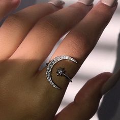 Love This Ring Will Fit Any Finger Beautiful Moon & Star Open Ring Offers Welcomed Bundle 2 Or More Items For Even Bigger Savings Free Shipping On Orders $50 And Up Crescent Ring, Crescent Moon Ring, Moon And Star Ring, Fashion Star, Pattern Ring, Moon Ring, Cuff Rings, Star Ring, Fashion Ring