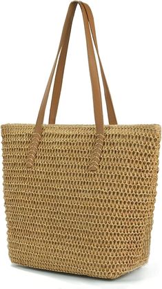 a straw bag is shown on a white background