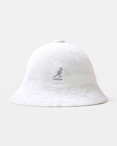 The Bermuda Bucket Hat by Kangol is a bucket hat made of a terry fabrication in a white colour way. This features embroidered logo at the front. Bucket Hat White, Destination Dress, Teen Shopping, White Colour, Skirted Swimwear, Hat Making, Denim Shop, Playsuit Jumpsuit, Jean Coat