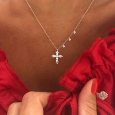 Meira T Dainty Cross with Off Centered Charms - Style Code:1 n11320Y -This gorgeous encrusted cross with off centered charms is set in 14kt yellow gold and created a perfect Meira T Classic -14kt Yellow Gold or 14kt White Gold Wear alone or layered! -Diamond wt. .46ct $1100 Authorized Meira T Retailer Diamond White Cross Necklace, Small Diamond Cross Necklace, Wedding Ring Upgrade, White Gold Cross Necklace, Yellow Gold Cross Necklace, Dream Necklace, Diamond Cross Necklace, Cheaper Than Therapy, Preppy Jewelry