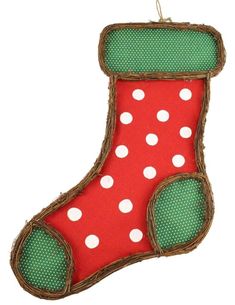 20.5 Vine Dot Christmas Stocking - KG3035 - The Wreath Shop Fabric Christmas Stocking, Holiday Door Hanger, Make Your Own Wreath, Holiday Door, Christmas Bow, Fun Christmas, Christmas Bows, Deco Mesh Wreaths, Mesh Wreaths