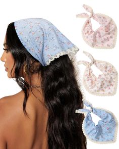 PRICES MAY VARY. 【Vintage Floral Bandanas Makes You Charming】With a retro design and classic floral pattern, these boho head kerchiefs for women make you look fresh and lovely with a variety of outfits, versatile and charming. 【The Lace-up Triangle Head Scarf Fits Most People】The head bandana is a lace-up design that measures approximately 35.43 x 13.39 x 23.62 inches / 90 x 34 x 60 cm, so you can tie bandanas for hair on as often as you like. It fits most head circumferences and meets most hair Scarves For Hair, Headband Coquette, Cute Head Accessories, Hairstyles Bandana, Kerchief Headband, Scarf Fits, Triangle Bandana, Triangle Head, Hair Bandana