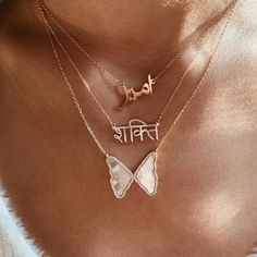 Custom Sanskrit Calligraphy Necklace Sanskrit Words, Nameplate Necklace, Solid Gold Chains, Sanskrit, Necklace Online, Gold Butterfly, Rose Gold Necklace, Girly Jewelry, Gorgeous Necklaces