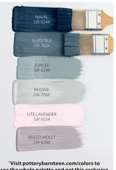 some paint colors with names on them