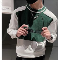 Wiaofellas - Fashion Spliced Loose Casual Color T-Shirt Men's Clothing Autumn New Oversized Korean Pullovers Tops All-match Tee Shirt Tee Shirt Fashion, Winter Outfits Men, Mens Shoes Casual Sneakers, Blazer Shirt, Hot Jeans, Blazer With Jeans, Mens Costumes, Season Autumn, Jacket Sale