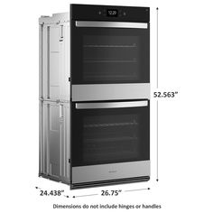 two ovens side by side with measurements