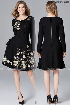 10% off now|Free shipping world-wide. L-5XL Aline Embroidered Flowers Aline Dress with Long Sleeves at GemGrace. Click to learn our pro custom-made service for wedding dress, formal dress. View #SemiFormalDresses for more ideas. Elegant Long Sleeve Dress With Floral Embroidery, Elegant Long Sleeve Embroidered Dress With Floral Print, Long Sleeve Floral Embroidery Winter Dress, Winter Long Sleeve Dress With Floral Embroidery, Fitted Long-sleeve Embroidered Dress With Floral Applique, Black Long Sleeve Embroidered Dress For Spring, Fitted Long Sleeve Embroidered Dress With Floral Applique, Fall Season Knee-length Embroidered Dress, Spring Long Sleeve Embroidered Dress With Floral Print