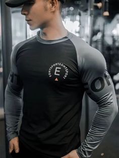 LeanFit Men's Sports & Fitness TShirt - Men's Fitness Apparel, Men's Sports & Fitness T Shirts | Vivinch Long Sleeve Workout T-shirt With Letter Print, Gray Sportswear T-shirt For Gym, Workout Long Sleeve Tops With Letter Print, Long Sleeve Workout Tops With Letter Print, Sports Season Tops With Letter Print For Light Sports, Gray Long Sleeve T-shirt For Workout, Letter Print Tops For Light Sports During Sports Season, Gray Crew Neck Top For Light Sports, Black Tops With Letter Print For Light Sports