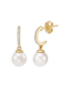 Elegant Luxury Chandbalis With Pearl Drop, Luxury Pearl Drop Hoop Jewelry, Classic Huggie Earrings With Bail, Classic Formal Dangle Huggie Earrings, Classic Yellow Gold Huggie Earrings With Pearl Drop, Luxury Yellow Gold Hoop Earrings With Pearl Drop, Classic Yellow Gold Hoop Pearl Earrings, Luxury Hoop Pearl Earrings For Formal Occasions, Luxury Pearl Hoop Earrings For Formal Occasions