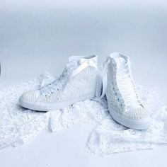 "For the beautiful bride to be.. 💎 what is better than being comfortable on your wedding day??! I've created the perfect wedding converse for you Made with love for your wedding day by - More Wedding shoes at our shop : https://www.etsy.com/shop/ZorzosCollection?ref=seller-platform-mcnav It's not just the bride that can use a pair of customized Converse, they are suitable for the entire wedding party from your Maid of Honor, Bridesmaid, to the father of the bride they can match their footwear t Wedding Converse Bride, Converse Bride, Customized Converse, Bride Converse, Bridal Sneakers, Wedding Converse, Custom Converse, Pearl Accessories, Womens Wedding Shoes