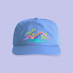 As child of the early 90s, I felt like it was high time I came up with a design that felt 90s, on an equally retro hat. As always, designed, digitized, and embroidered by me in my studio in Oregon! Each hat is made to order and made with the highest quality thread. If you're looking for a product made by the person who designed it, you've come to the right place!  Embroidered directly onto a super light and comfy nylon floppy style hat.  Hat specs: Lower profile, unstructured snapback cap Single Surf Hat, Retro Cap, Surf Hats, Retro Hat, Retro Hats, Vintage Trucker Hats, Running Hats, Hat Ideas, Fire Fits