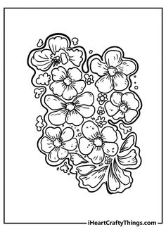 a black and white drawing of flowers