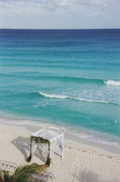 the beach is clean and ready to be used for an outdoor wedding or other special event