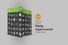 the 50 party glyph inverted icons are displayed in an open box on a gray background