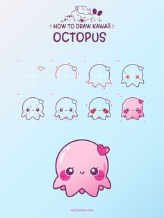 how to draw kawai octopus with step by step instructions