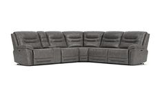 the reclining sectional sofa is shown in grey fabric