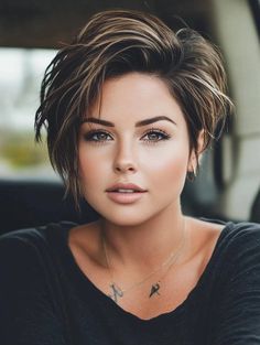 Best Short Hairstyles for Chubby Faces: Flattering Cuts for a Slimmer Look Inverted Bob Styling Ideas, Bob With Stacked Layers, Fun Hair Color Short Hair, Off The Face Hairstyles Short, Women's Short Haircut, Women's Short Hairstyle, Short Straight Fine Hair, Womens Short Hair 2024, Short Hair Styles For Chubby Faces