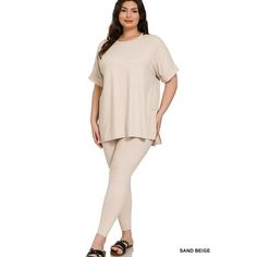 Are you looking for a 2-piece color matched loungewear set where you can wear at home or even when you work out? This is the perfect loungewear sets from Zenana. Feel free to buy Zenana Women's Brushed DTY Microfier Short Sleeve & Full Length Leggings Loungewear Set with Free shipping and Free returns from TheLovely. TheLovely is the only retailer that carries legitimate authentic Zenana's 2 pieces loungewear at Walmart.com. We carry thoursand of Zenana's top and bottom in stock and ready to shi Spring Beige Loungewear Activewear, Solid Two-piece Loungewear Set, Solid Two-piece Loungewear Tops, Solid Color Two-piece Loungewear Tops, Loungewear Two-piece Set Tops, Stretch Two-piece Tops Set For Loungewear, Stretch Two-piece Loungewear Tops, Stretch Two-piece Tops For Loungewear, Solid Color Oversized Loungewear Sets