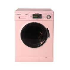 a pink washing machine on a white background