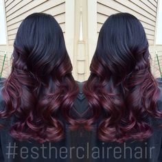 #ombre #redombre #colormelt #balayage #estherclairehair Colormelt Balayage, Hairstyles For Girls, Red Highlights, Beautiful Hair Color, Burgundy Hair, Hair Color Dark, Brunette Hair