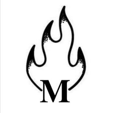 the word w is written in black ink on a white background with an image of a flame