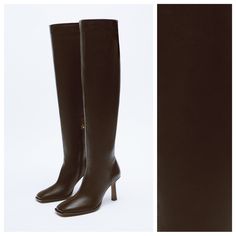 Nwt. Zara Brown Long Leather High-Heel Ankle Boots With Topstitching Detail, Inner Side Zipper Closure. Heel Height Of 8.5 Cm. / 3.3″. Size 6,5. Ref. 2000/810. Winter Heeled Boots With Padded Ankle For Office, Winter Office Heeled Boots With Padded Ankle, Faux Leather Fitted Boots For Work, Fitted Faux Leather Boots For Work, Fitted Faux Leather Work Boots, Elegant Brown Heeled Boots By Zara, Fall Office Heeled Boots With Padded Ankle, Zara Brown Heeled Boots For Work, Brown Zara Heeled Boots For Work