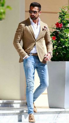 Mens Fashion Blazer, Mens Fashion Edgy, Tan Blazer, Mens Fashion Blog, Tan Jacket, Mens Fashion Casual Outfits, Mens Fashion Suits