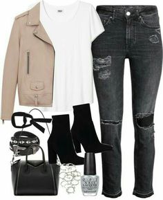 Jeans Outfits, Looks Chic, Ladies Dress Design, Mode Inspiration, College Outfits, Outfits Casuales, School Outfits, Ripped Jeans