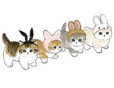 a group of cats and dogs wearing bunny ears