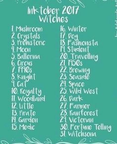 a green poster with the names of witches