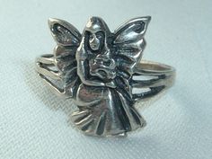 VINTAGE STERLING SILVER 925 ANGEL RING SIZE 8.5 | eBay Stamped 925 Symbolic Ring Jewelry, Symbolic 925 Stamped Jewelry Ring, Nickel-free Sterling Silver Butterfly Ring, Unique Nickel-free Sterling Silver Butterfly Ring, Unique Sterling Silver Nickel-free Butterfly Ring, 925 Silver Symbolic Ring, Symbolic 925 Stamped Ring Jewelry, Elegant Winged Rings As Gifts, Elegant Winged Rings For Gifts