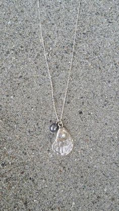 Oyster Shell Necklace, Sea Shell, Silver Necklace, Pearl Necklace Silver Pearl Necklace With Charms As A Gift, Silver Pearl Necklace With Charms For Gift, Silver Shell Necklaces With Pearl Charm, Silver Shell Necklace With Pearl Pendant, Silver Shell-shaped Necklace With Pearl Pendant, Seashell Jewelry, Oyster Shells, Necklace Pearl, Shell Necklace