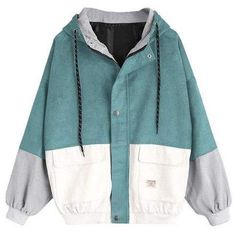 Casual Cotton Outerwear With Patchwork, Cotton Patchwork Windbreaker For Streetwear, Casual Long Sleeve Patchwork Windbreaker, Casual Winter Windbreaker For Cold Weather, Streetwear Cotton Hooded Jacket With Patchwork, Cotton Patchwork Hooded Jacket For Streetwear, Fall Patchwork Windbreaker For Streetwear, Oversized Blue Windbreaker For Winter, Oversized Hooded Casual Windbreaker