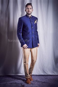 Product Description - The first and most important rule of men's style is you should feel comfortable and confident in your clothes. You will need both these attributes to pull off just about any outfit successfully. A suit that fits increases your confidence and makes you look good. Regardless of how 'classy' or expensive they might be. New Stylish handmade Decent Jodhpuri suit for men for wedding and festive occasions.  Stylish New Bandgala jodhpuri suit  Top Details  -  Color  -  Royal Blue Fabric  - Raw Silk Bottom Details - Color  - Beige  Fabric - Suiting Bottom Style  - Pant Note 1 :- If you want any other Color in this so please send us a message sothat we will make it according to your choice. Note 2:-  Select your size according to your chest. Note 3 :- If you want in your perfec Royal Blue Bandhgala For Wedding, Designer Semi-formal Bandhgala For Diwali, Designer Bandhgala For Semi-formal Diwali, Designer Bandhgala For Semi-formal Diwali Occasions, Designer Bandhgala For Diwali, Semi-formal, Designer Bandhgala For Diwali And Semi-formal Occasions, Royal Wedding Kurta With Zari Work, Royal Festive Wedding Kurta, Royal Bandhgala For Eid