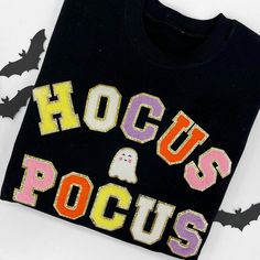 The perfect Hocus Pocus watching sweatshirt! Patch Crewneck, United Monograms, Letter Patches, Lilly Inspired, Long Sleeve Baseball Tee, Fall Stuff, Patches Shirt, Diy Sweatshirt, Matching Sets Outfit