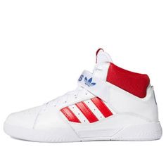 adidas originals VRX MID 'White Red' FV0404 (SNKR/Skate/Casual/Mid Top) Lace-up Skate Shoes With Three Stripes Branding, Adidas White Skate Shoes For Streetwear, Three Stripes Skate Shoes For Streetwear, Three Stripes Branded Lace-up Skate Shoes For Streetwear, Three Stripes Lace-up Skate Shoes For Streetwear, Lace-up Skate Shoes With Three Stripes For Streetwear, Adidas Skate Shoes With Boost Midsole For Streetwear, Red Skate Shoes For Streetwear, Adidas Mid-top Skateboarding Sneakers